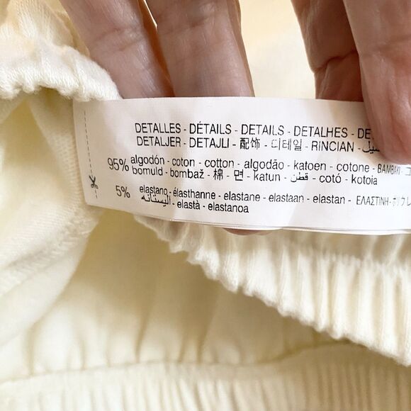 Zara Creamy Ivory Cropped Cotton Blend Longsleeve Sweater‎ Size Small - Picture 11 of 11